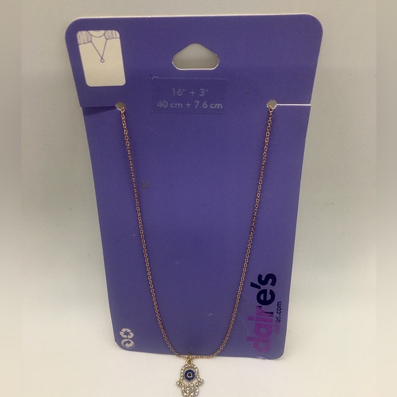 Hamsa Necklace with Evil Eye - Claire’s, 16 + 3 Inches - Picture 5 of 6